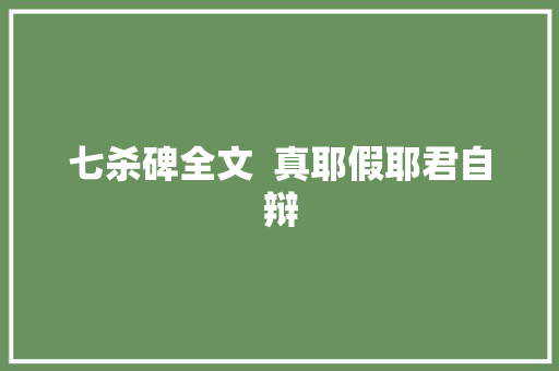 ﻿七杀碑全文  真耶假耶君自辩