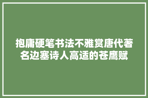 抱庸硬笔书法不雅赏唐代著名边塞诗人高适的苍鹰赋