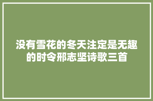 没有雪花的冬天注定是无趣的时令邢志坚诗歌三首