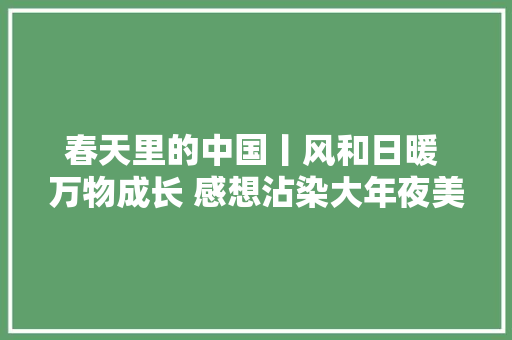 春天里的中国丨风和日暖 万物成长 感想沾染大年夜美中国的活气与活力