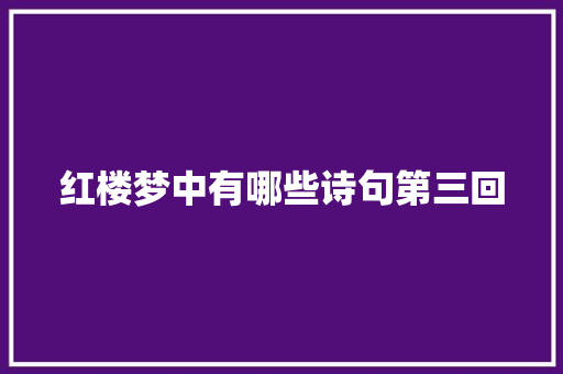 红楼梦中有哪些诗句第三回