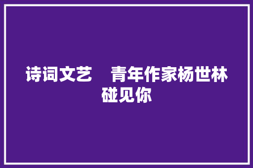 诗词文艺    青年作家杨世林碰见你