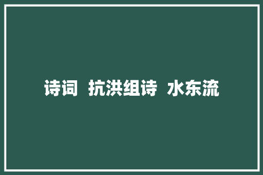 诗词  抗洪组诗  水东流