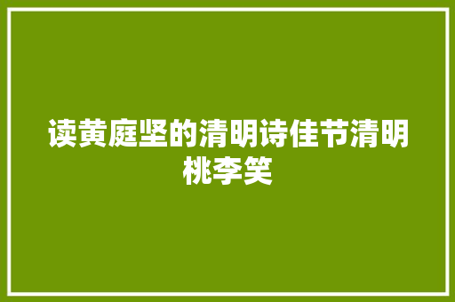 读黄庭坚的清明诗佳节清明桃李笑