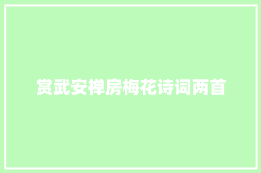 赏武安禅房梅花诗词两首