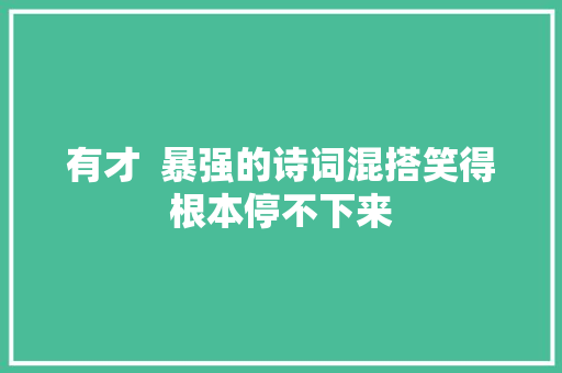 有才  暴强的诗词混搭笑得根本停不下来