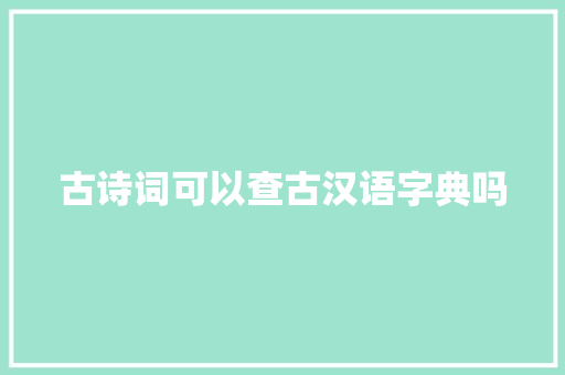 古诗词可以查古汉语字典吗