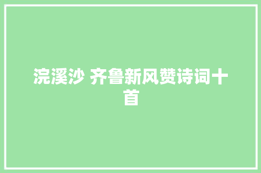 浣溪沙 齐鲁新风赞诗词十首