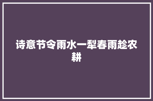 诗意节令雨水一犁春雨趁农耕