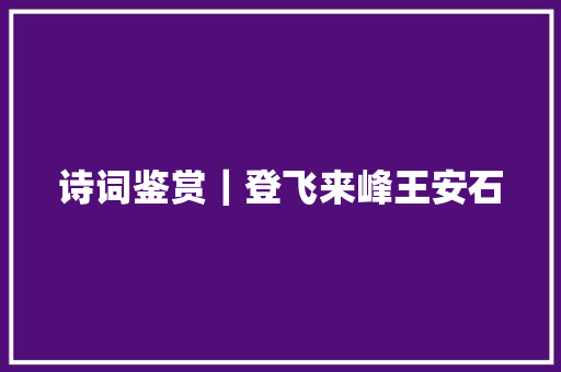 诗词鉴赏｜登飞来峰王安石