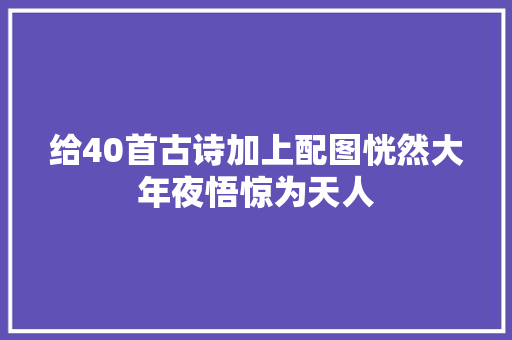 给40首古诗加上配图恍然大年夜悟惊为天人