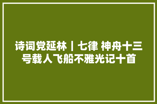 诗词党延林｜七律 神舟十三号载人飞船不雅光记十首