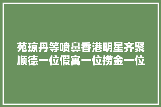 苑琼丹等喷鼻香港明星齐聚顺德一位假寓一位捞金一位曾当清洁工