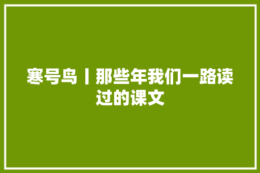 寒号鸟丨那些年我们一路读过的课文