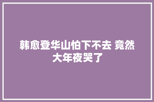 韩愈登华山怕下不去 竟然大年夜哭了