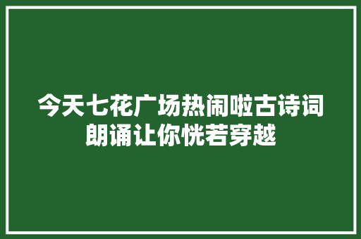 今天七花广场热闹啦古诗词朗诵让你恍若穿越