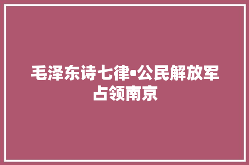 毛泽东诗七律•公民解放军占领南京