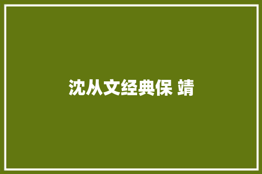 沈从文经典保 靖