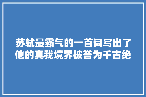 苏轼最霸气的一首词写出了他的真我境界被誉为千古绝唱