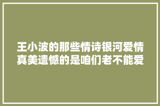 王小波的那些情诗银河爱情真美遗憾的是咱们老不能爱个够