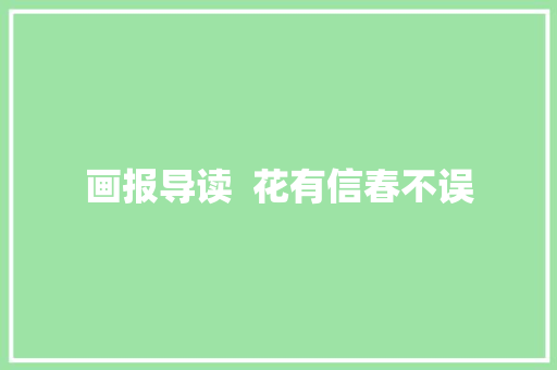 画报导读  花有信春不误