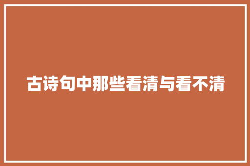 古诗句中那些看清与看不清