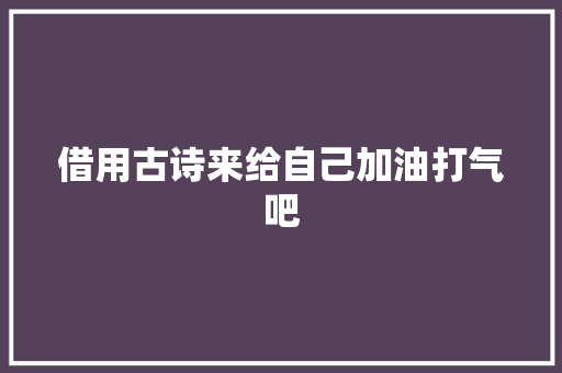 借用古诗来给自己加油打气吧