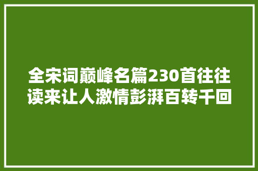 全宋词巅峰名篇230首往往读来让人激情彭湃百转千回