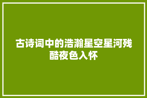 古诗词中的浩瀚星空星河残酷夜色入怀