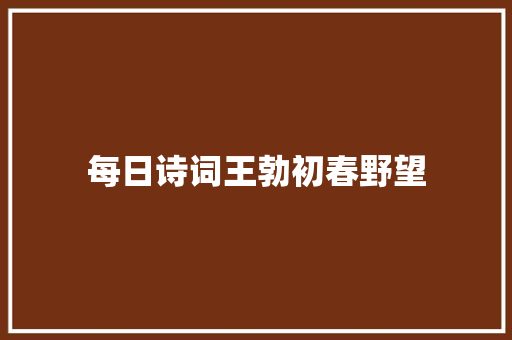 每日诗词王勃初春野望