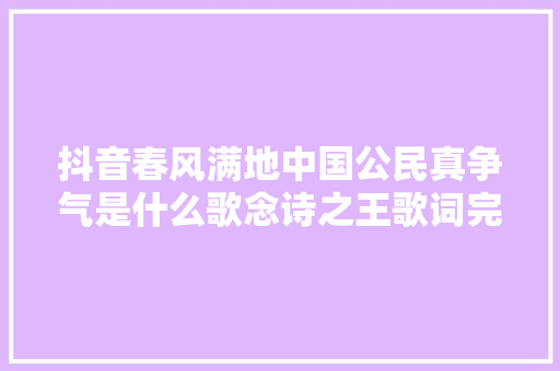 抖音春风满地中国公民真争气是什么歌念诗之王歌词完整版