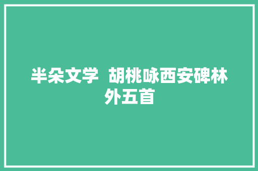 半朵文学  胡桃咏西安碑林外五首