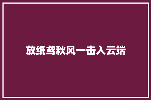 放纸鸢秋风一击入云端