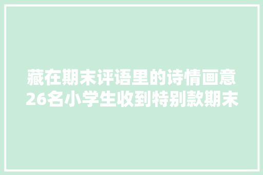 藏在期末评语里的诗情画意26名小学生收到特别款期末礼物