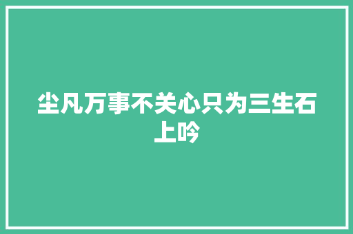 尘凡万事不关心只为三生石上吟