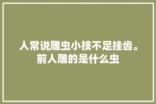 人常说雕虫小技不足挂齿。前人雕的是什么虫