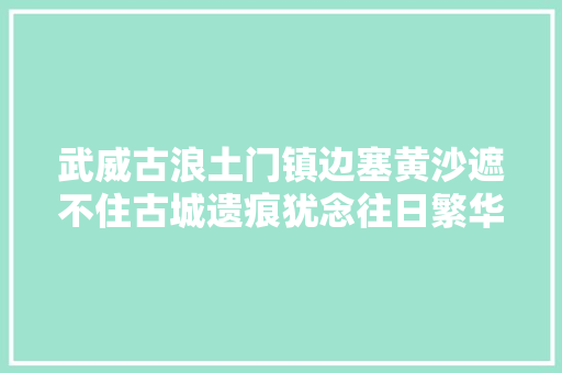 武威古浪土门镇边塞黄沙遮不住古城遗痕犹念往日繁华