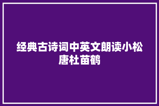 经典古诗词中英文朗读小松唐杜苗鹤