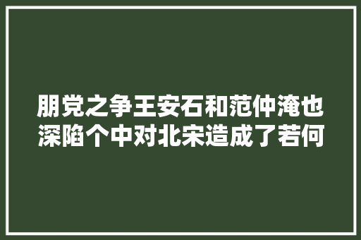 朋党之争王安石和范仲淹也深陷个中对北宋造成了若何的影响