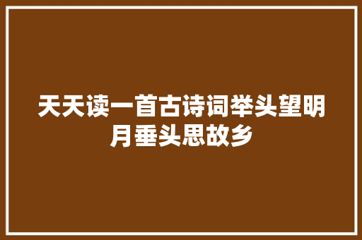 天天读一首古诗词举头望明月垂头思故乡