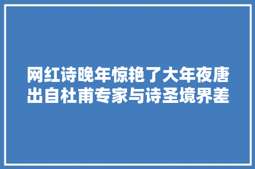 网红诗晚年惊艳了大年夜唐出自杜甫专家与诗圣境界差远了