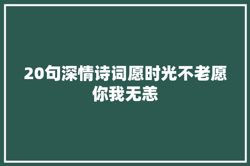 20句深情诗词愿时光不老愿你我无恙