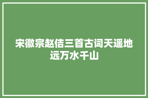 宋徽宗赵佶三首古词天遥地远万水千山