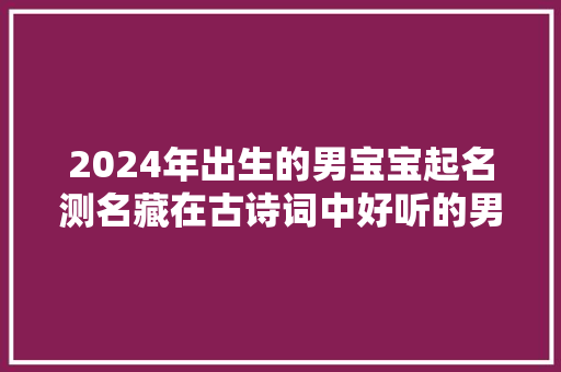 2024年出生的男宝宝起名测名藏在古诗词中好听的男孩