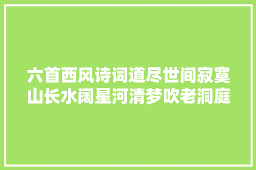 六首西风诗词道尽世间寂寞山长水阔星河清梦吹老洞庭波