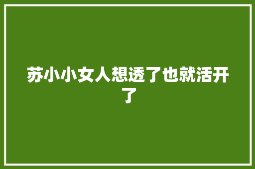 苏小小女人想透了也就活开了