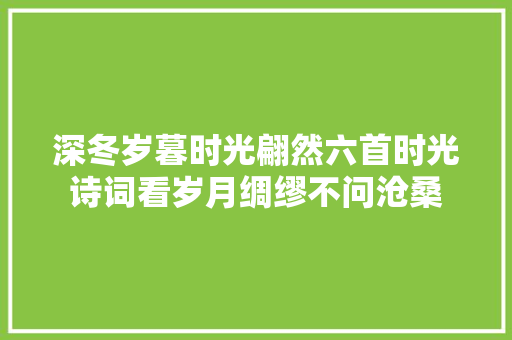 深冬岁暮时光翩然六首时光诗词看岁月绸缪不问沧桑