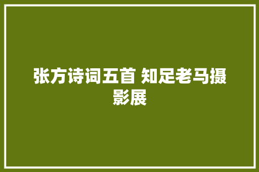 张方诗词五首 知足老马摄影展