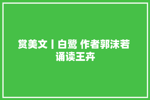 赏美文丨白鹭 作者郭沫若 诵读王卉