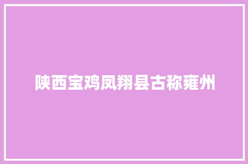 陕西宝鸡凤翔县古称雍州